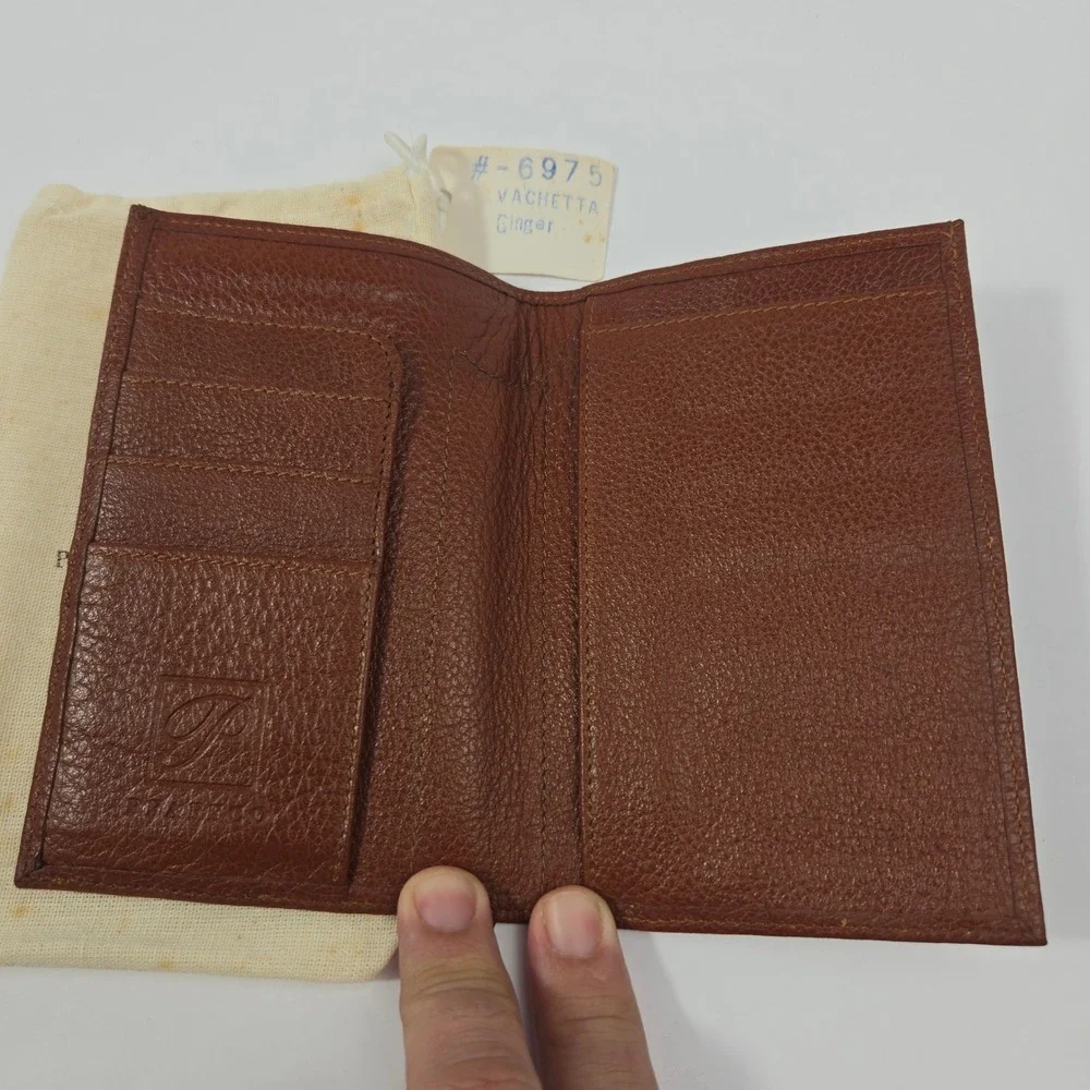 Vintage Pfaffco Vachetta Ginger Pebbled Leather Passport Wallet Bifold Bolivia